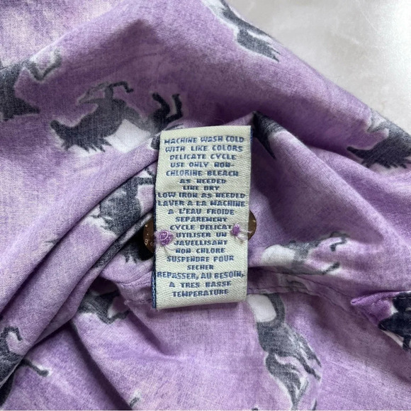 Odille (Anthropologie) Tarpan Horse Print Purple Button Down Shirt Size 0 - Picture 9 of 10